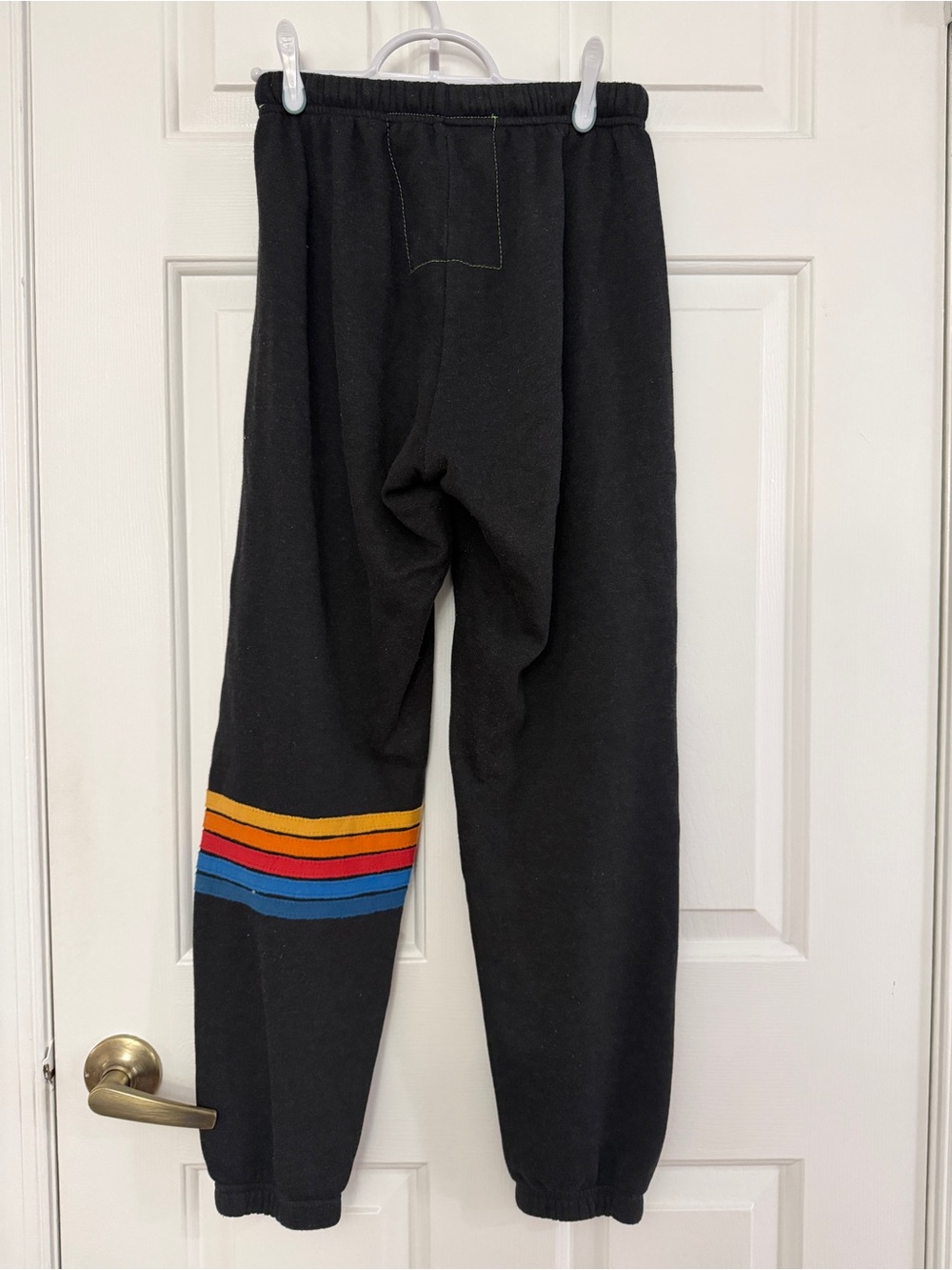 Aviator Nation Washed Black Sweatpants with Multicolor Stripes - Picture 2 of 3